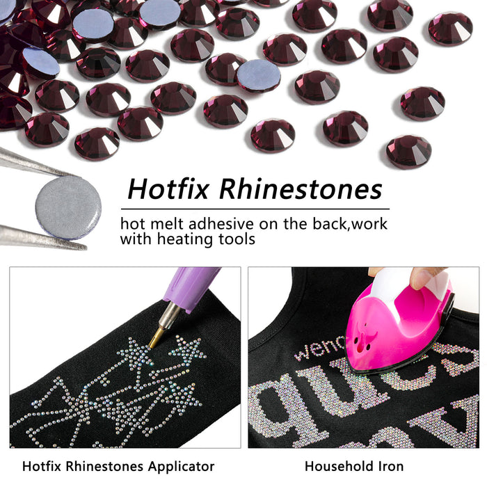 Beadsland Hotfix Rhinestones, Crystal Rhinestones for Crafts Clothes DIY Decoration- Amethyst