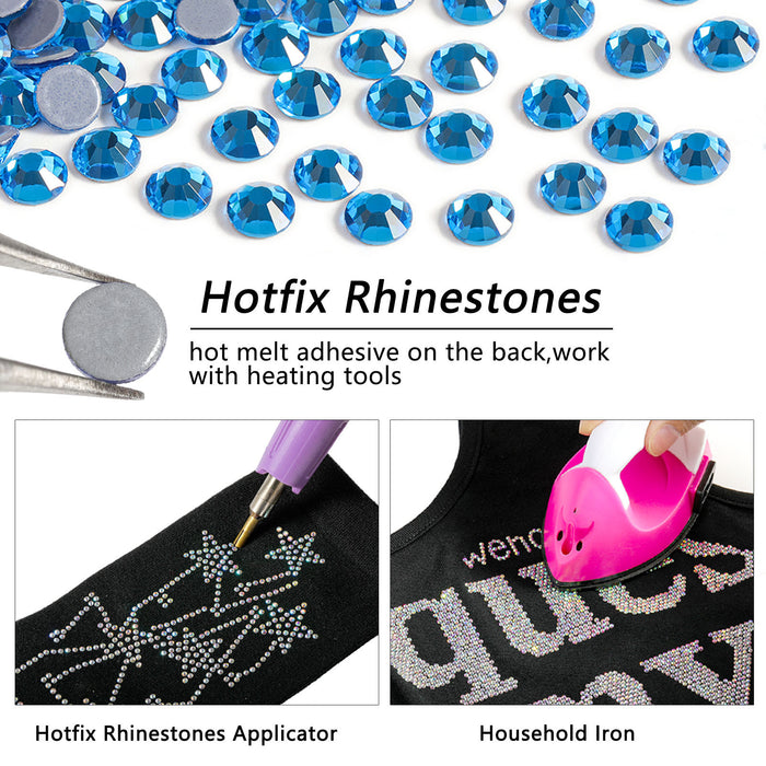Beadsland Hotfix Rhinestones, Crystal Rhinestones for Crafts Clothes DIY Decoration- Capri Blue