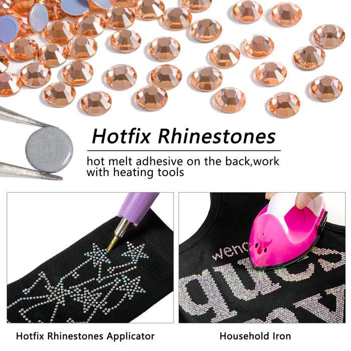 Beadsland Hotfix Rhinestones, Crystal Rhinestones for Crafts Clothes DIY Decoration-Champagne