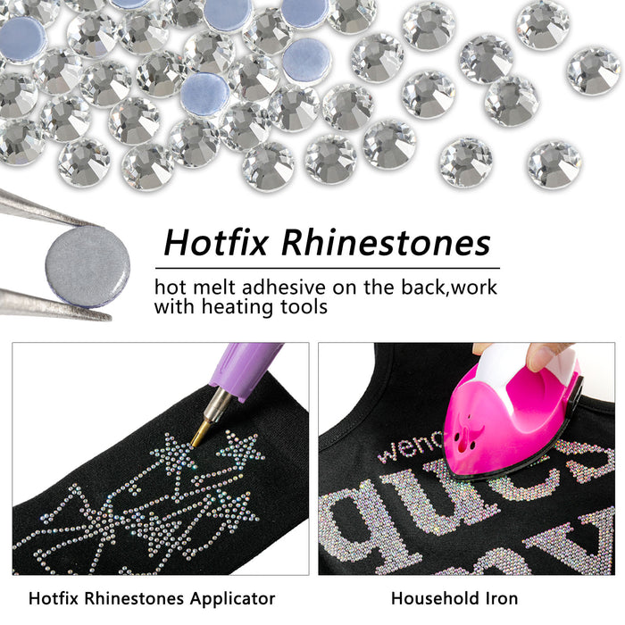 Beadsland Hotfix Rhinestones, Crystal Rhinestones for Crafts Clothes DIY Decoration-Crystal