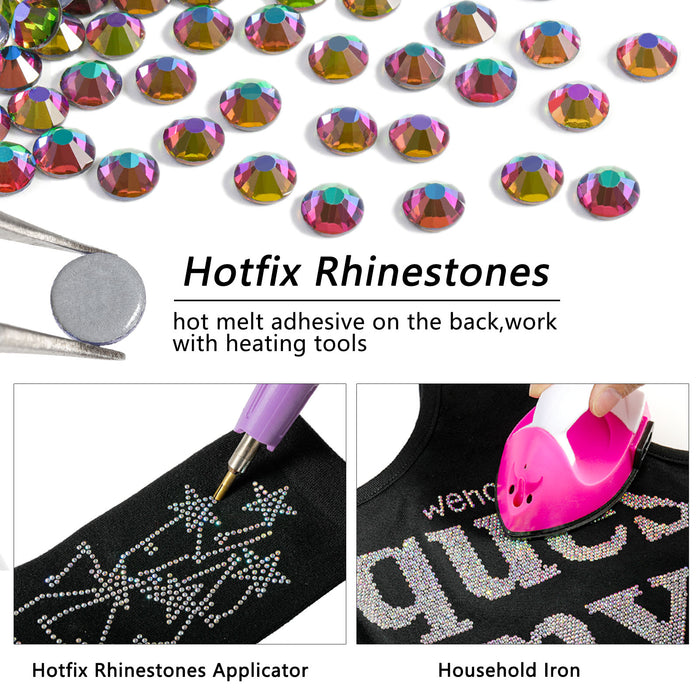 Beadsland Hotfix Rhinestones, diamantes de imitación de cristal para manualidades, ropa, decoración de bricolaje, volcán verde