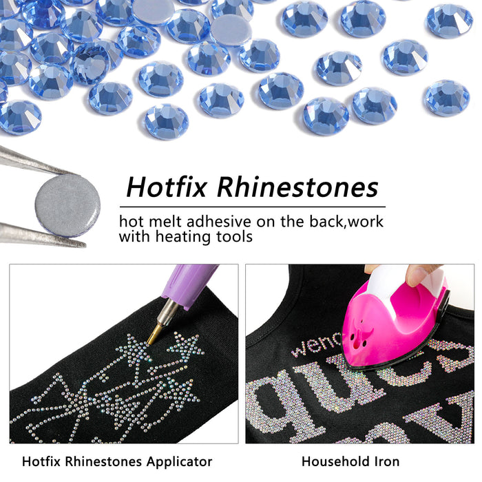 Beadsland Hotfix-Strasssteine, Kristall-Strasssteine ​​zum Basteln von Kleidung, DIY-Dekoration – heller Saphir