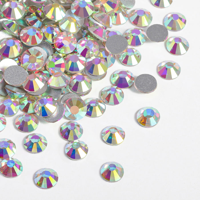 Beadsland Flat Back Crystal Rhinestones Round Gems For Nail Art And Craft Glue Fix - Crystal AB