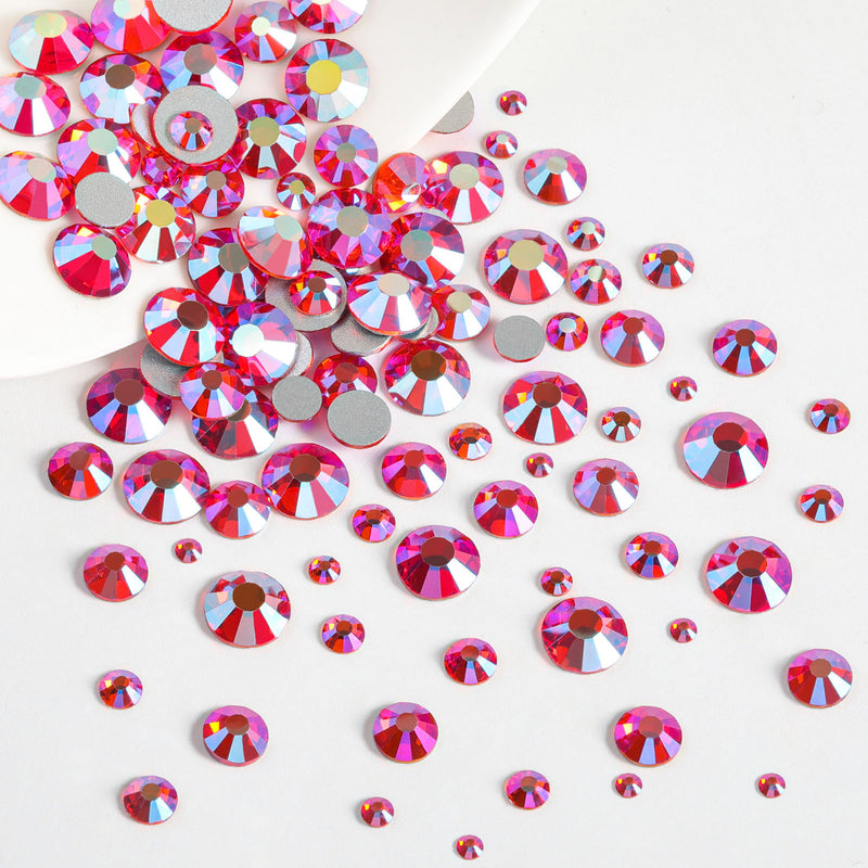 Beadsland Rhinestones for Makeup,8 sizes 2500pcs Flatback Rhinestones Face Gems for Nails Crafts with Tweezers and Wax Pencil- Hyacinth AB