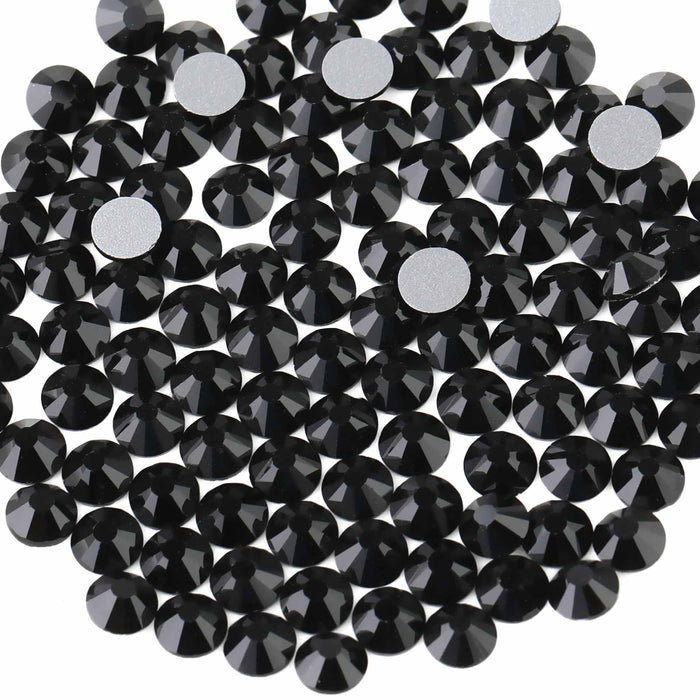 Beadsland Flat Back Crystal Rhinestones Round Gems For Nail Art And Craft Glue Fix - Black