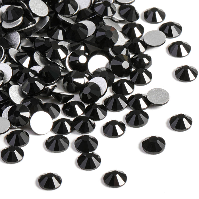 Beadsland Flat Back Crystal Rhinestones Round Gems For Nail Art And Craft Glue Fix - Black