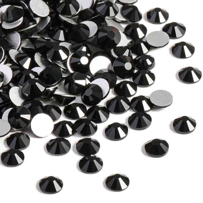 Beadsland Kristall-Strasssteine ​​mit flacher Rückseite, runde Edelsteine ​​für Nagelkunst und Bastelarbeiten, Klebefixierung – Schwarz