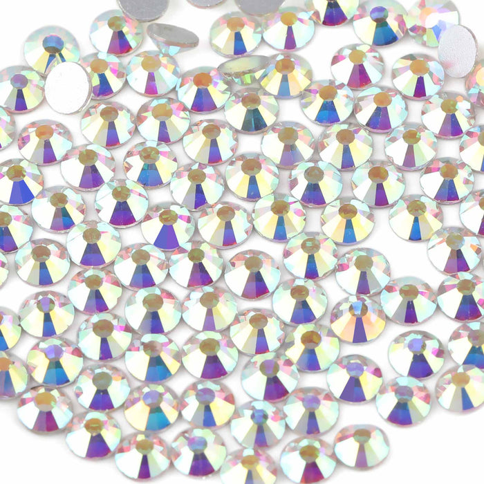 Gemas redondas de diamantes de imitación de cristal con parte posterior plana de Beadsland para decoración de uñas y pegamento para manualidades - Crystal AB