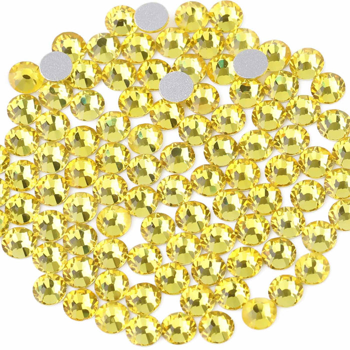 Beadsland Kristall-Strasssteine ​​mit flacher Rückseite, runde Edelsteine ​​für Nagelkunst und Kunsthandwerk, zum Kleben – Zitronengelb