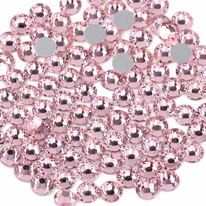 Beadsland Flat Back Crystal Rhinestones Round Gems For Nail Art And Craft Glue Fix - Light Pink
