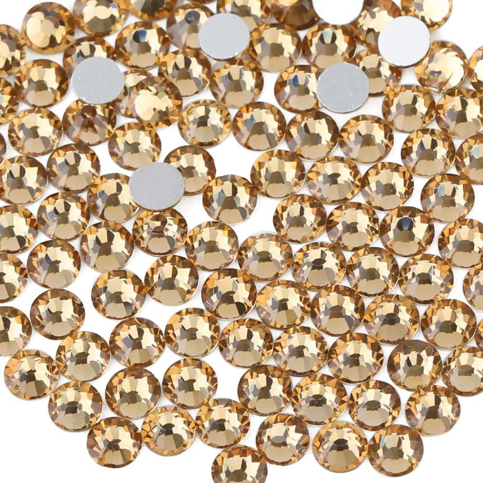 Beadsland - Diamantes de imitación de cristal con parte trasera plana, gemas redondas para decoración de uñas y pegamento para manualidades - Lt.cooradol topacio