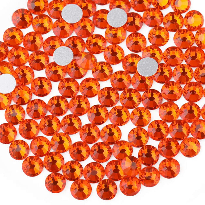 Beadsland Flat Back Crystal Rhinestones Round Gems For Nail Art And Craft Glue Fix - Orange