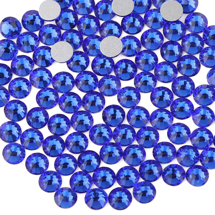 Rhinestones Flatback Round Crystal Glass Rhinestones Gems for Crafts Nail Face Art Clothes Shoes Bags DIY - Light Blue